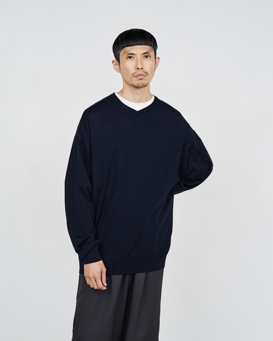 High Gauge V Neck Knit