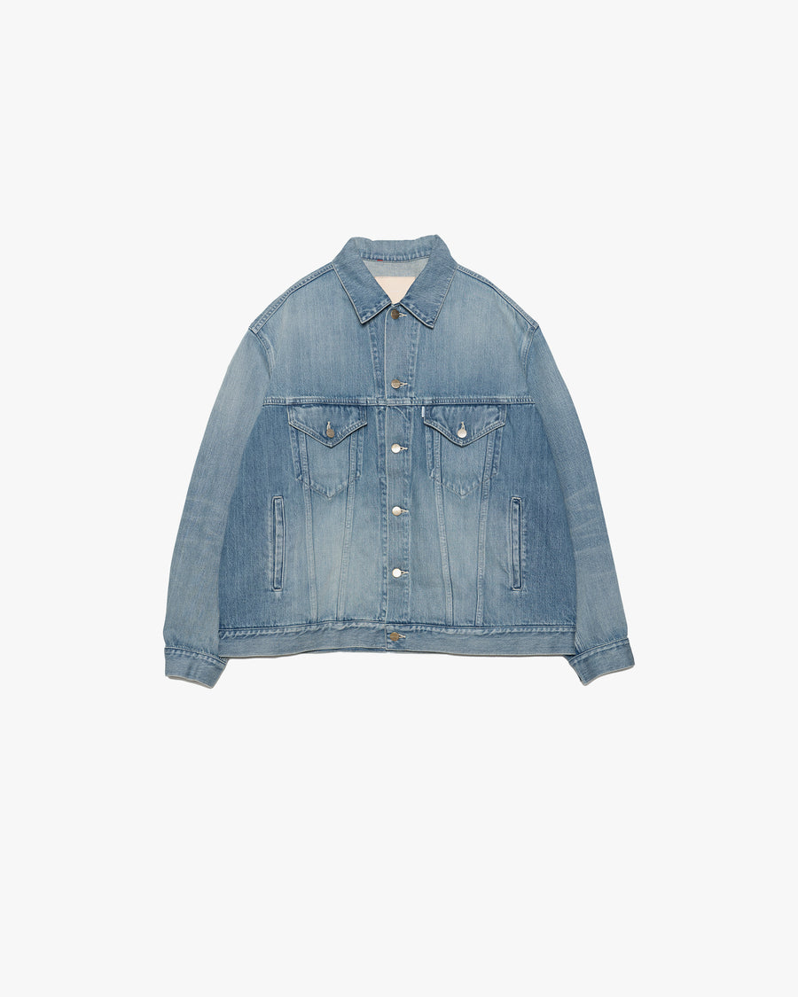 Selvage Denim Trucker Jacket-LIGHT FADE-