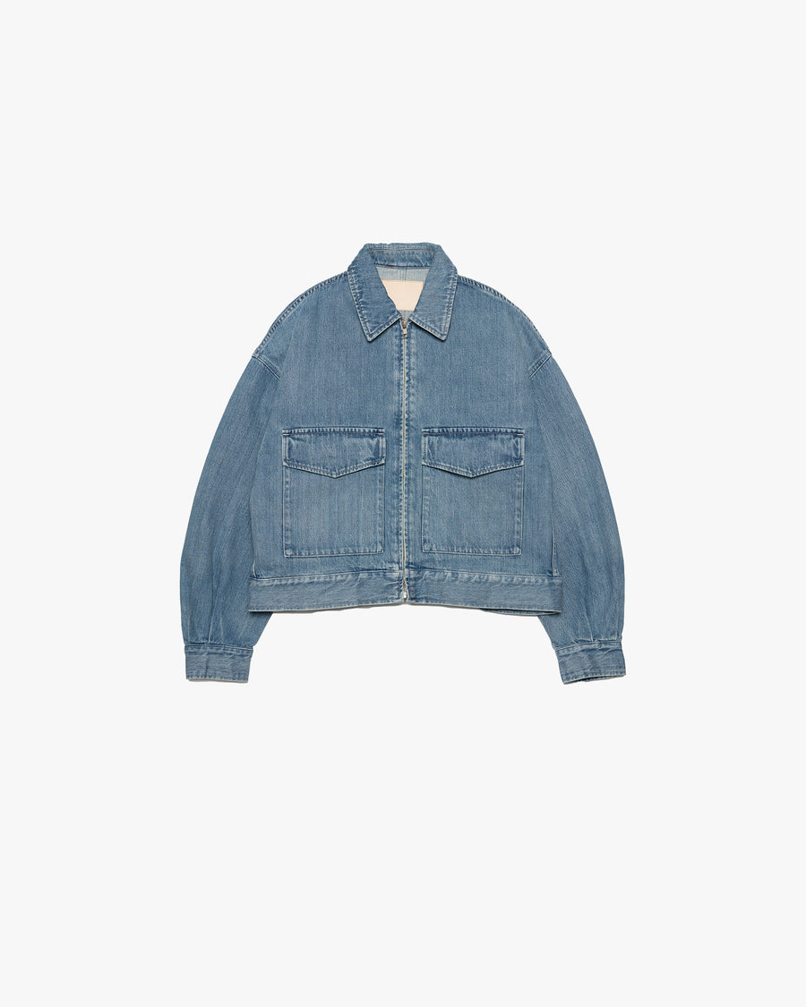 Selvage Denim Zip Jacket-LIGHT FADE-