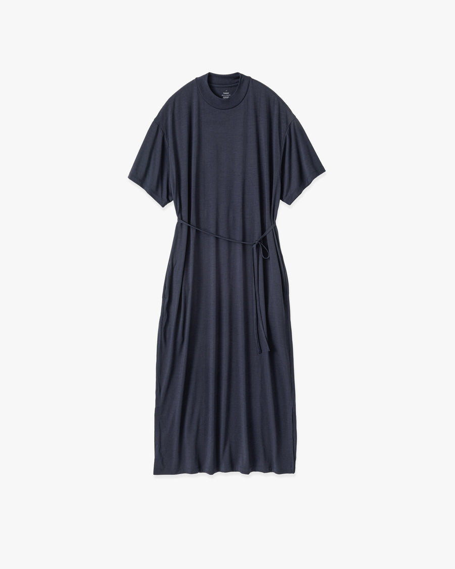 Wool Cordura® Jersey Mock Neck Dress