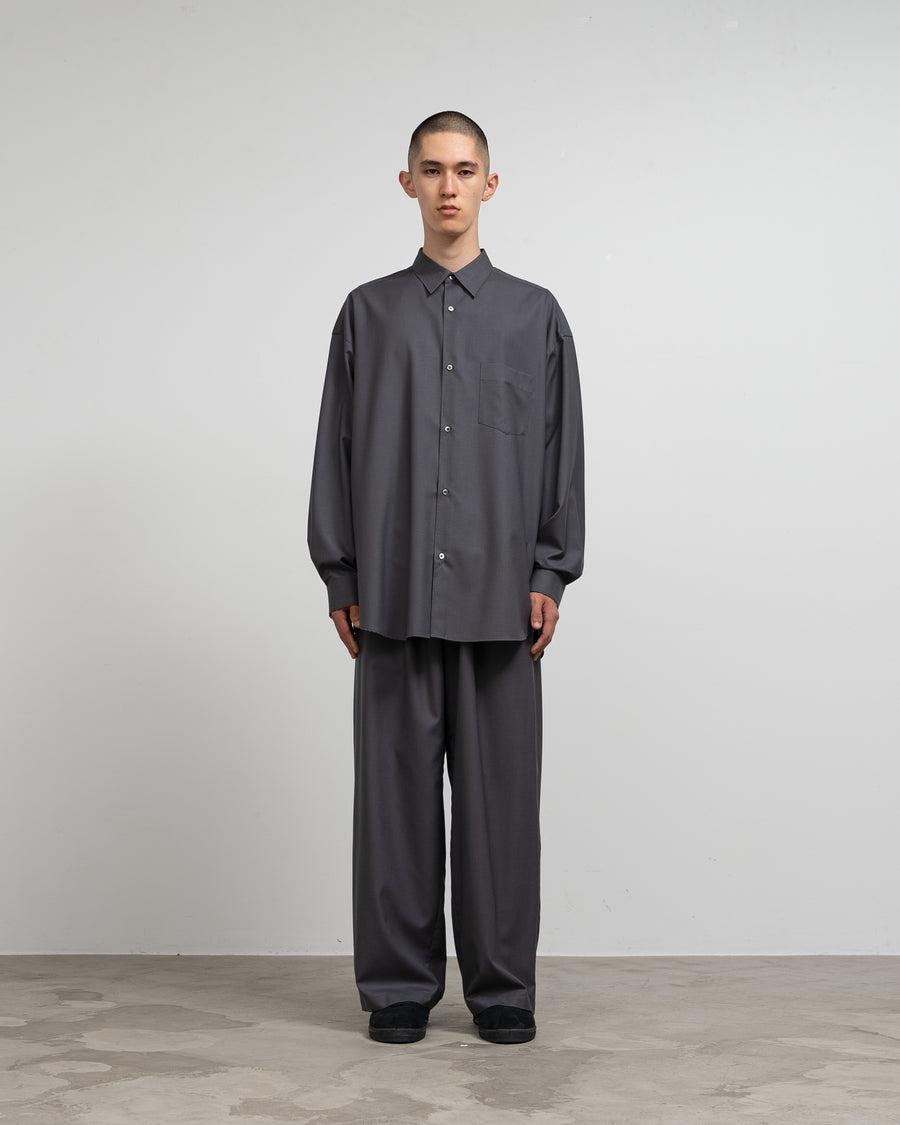 Fine Wool Tropical Oversized Regular Collar Shirt