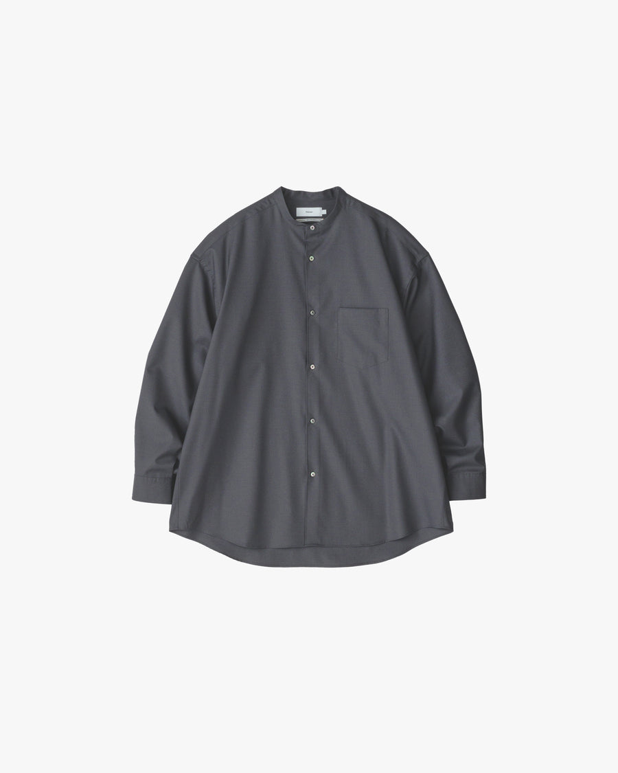 Fine Wool Tropical Oversized Band Collar Shirt