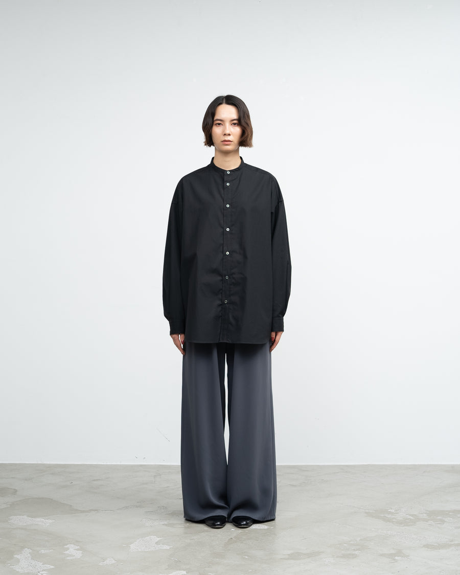 High Count Broad L/S Oversized Band Collar Shirt