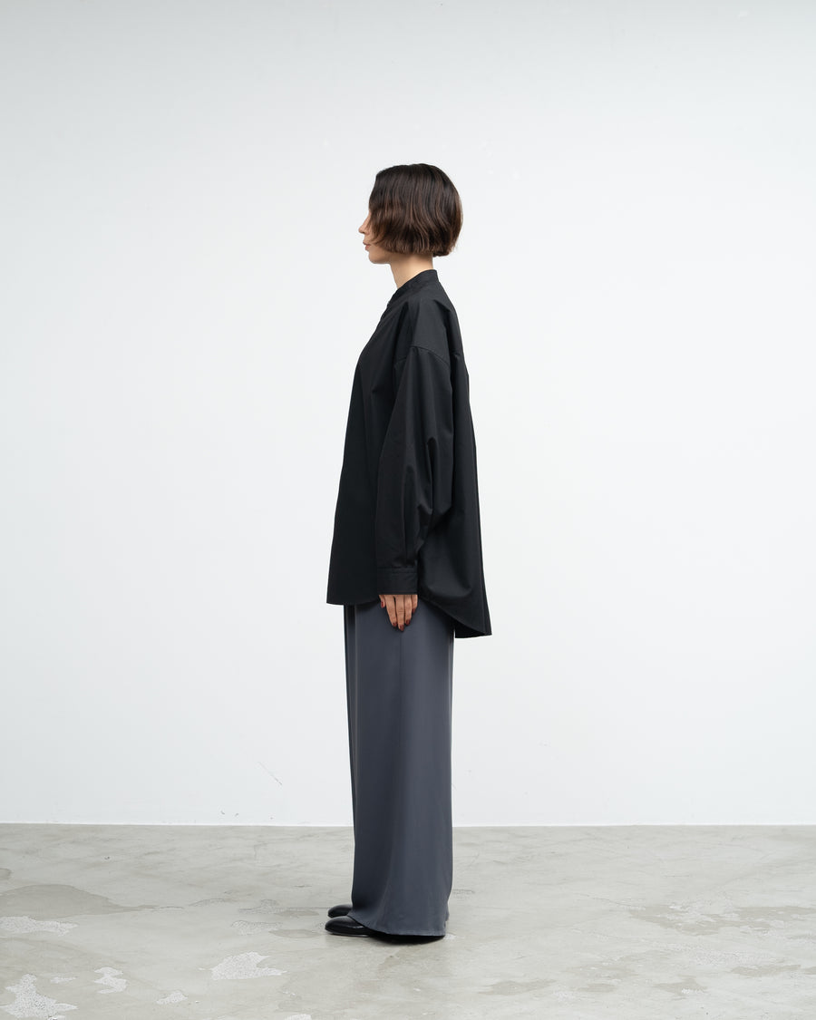 High Count Broad L/S Oversized Band Collar Shirt