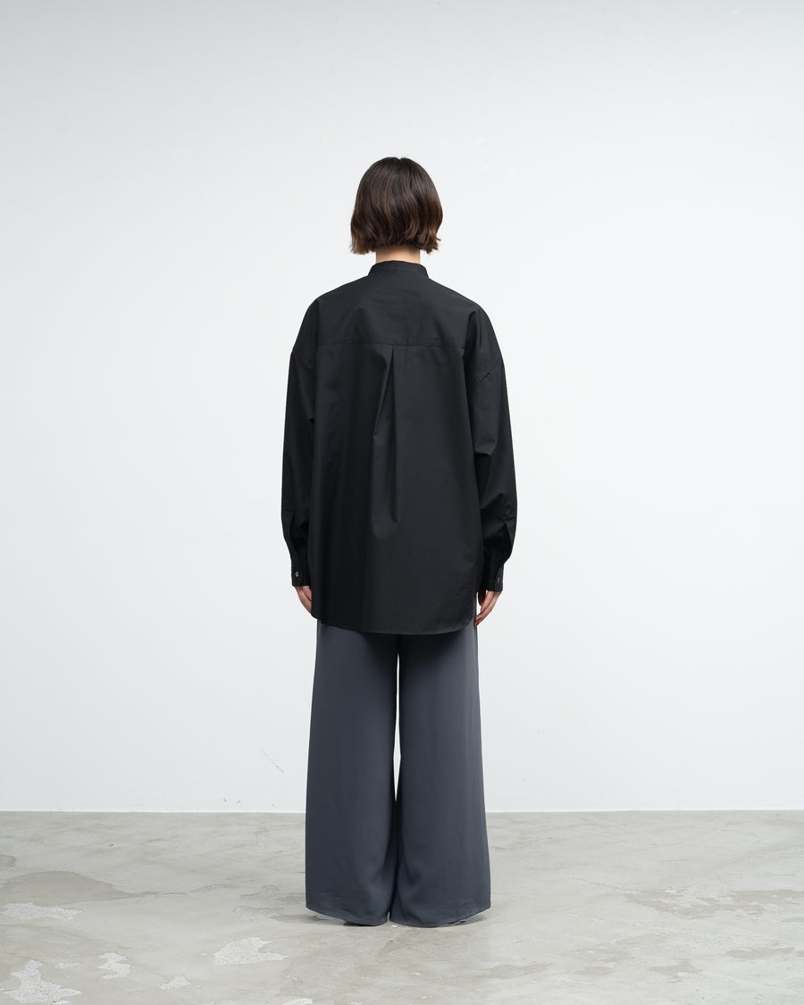 High Count Broad L/S Oversized Band Collar Shirt