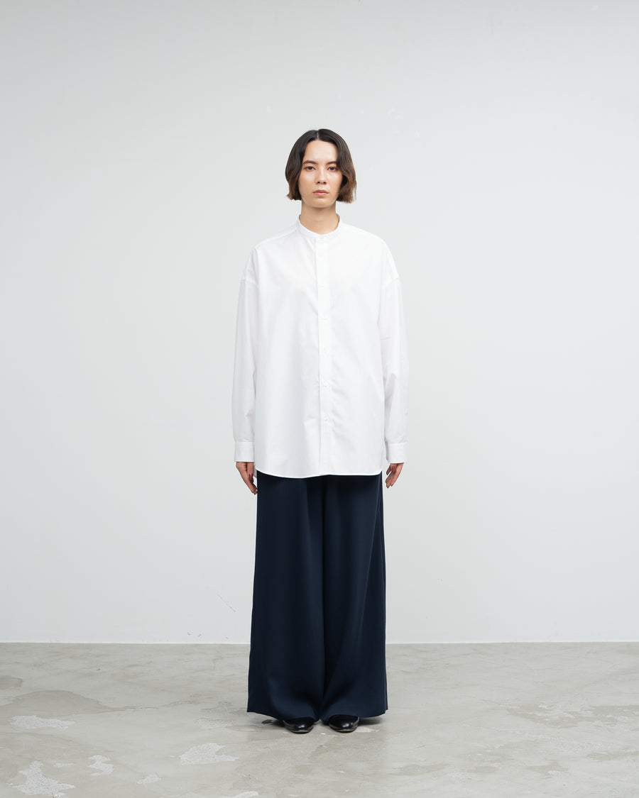 High Count Broad L/S Oversized Band Collar Shirt