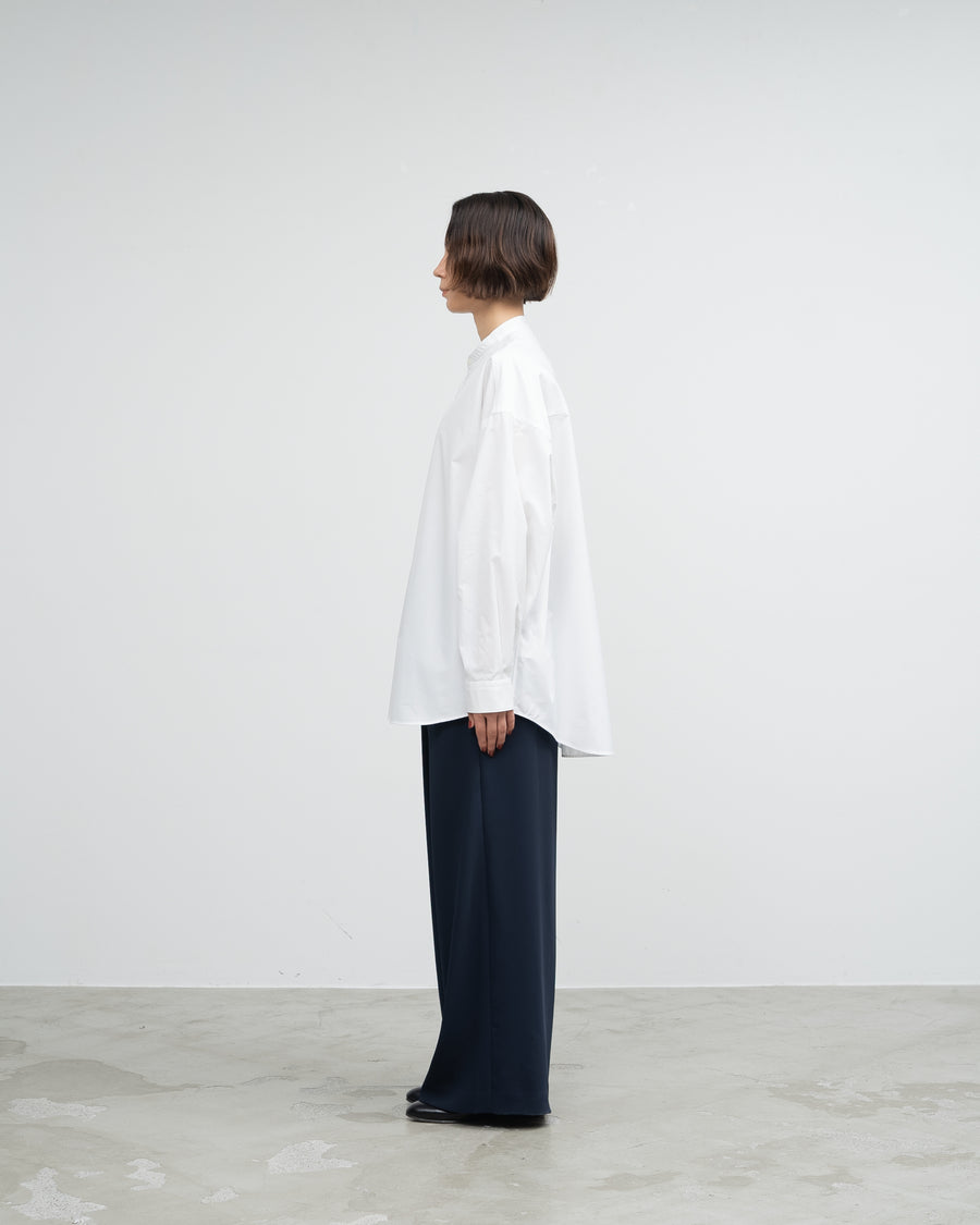 High Count Broad L/S Oversized Band Collar Shirt