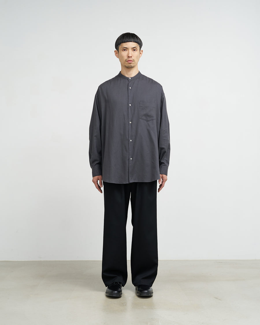 Cotton Cashmere L/S Oversized Band Collar Shirt