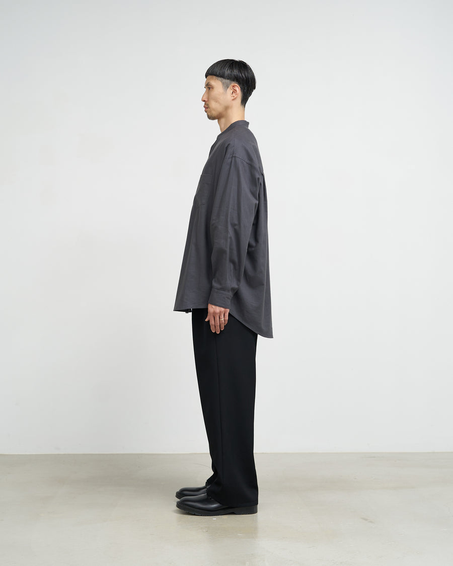 Cotton Cashmere L/S Oversized Band Collar Shirt