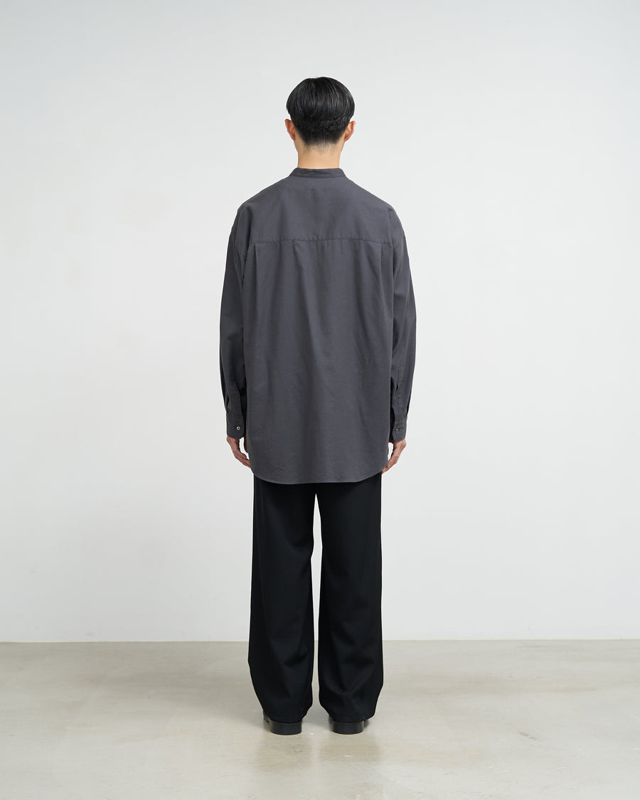 Cotton Cashmere L/S Oversized Band Collar Shirt