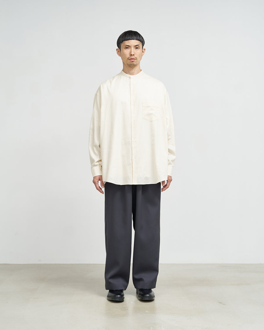 Cotton Cashmere L/S Oversized Band Collar Shirt