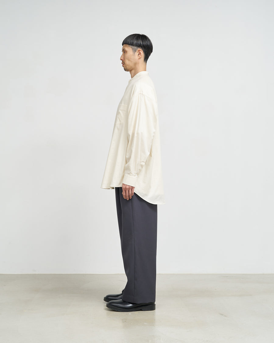 Cotton Cashmere L/S Oversized Band Collar Shirt