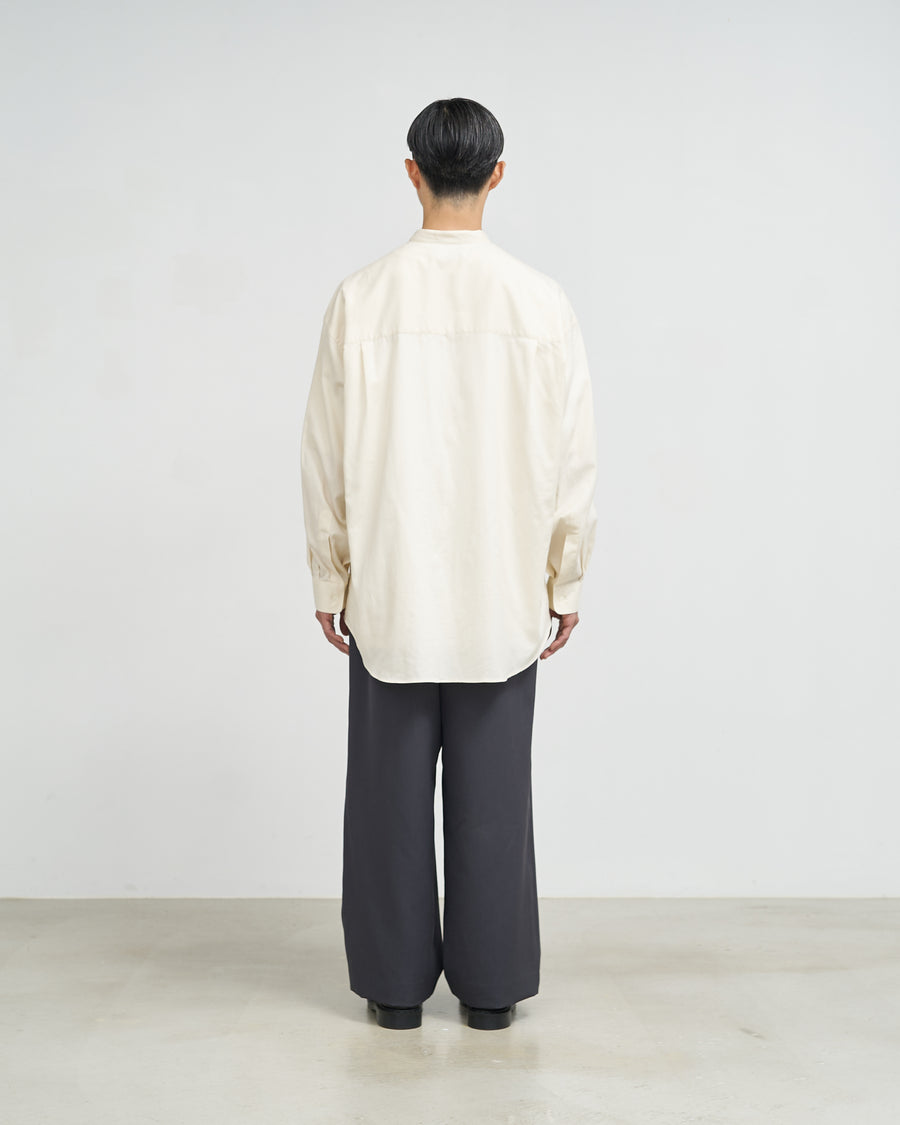 Cotton Cashmere L/S Oversized Band Collar Shirt