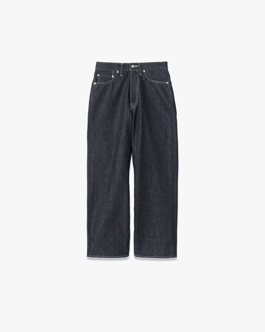 Selvage Denim Five Pocket Wide Straight Pants-RIGID-