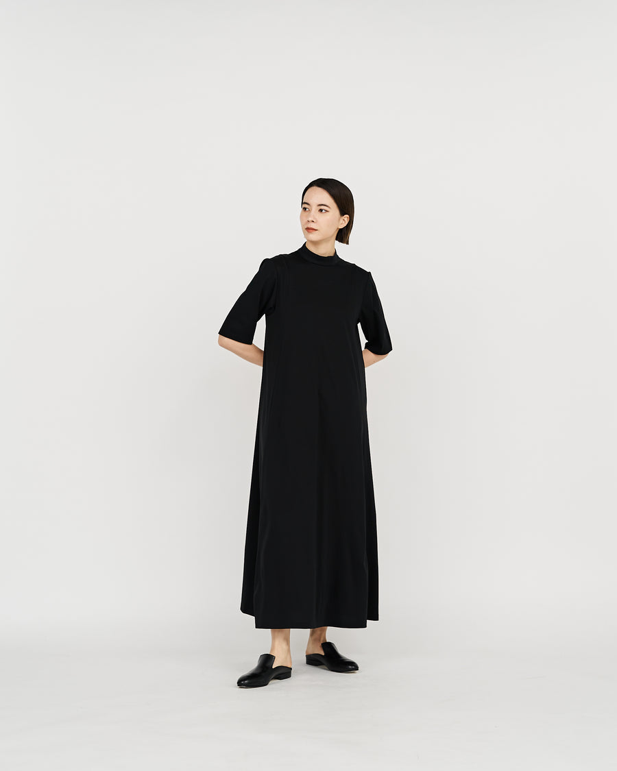 Fine Smooth Mock Neck Panel Line Dress