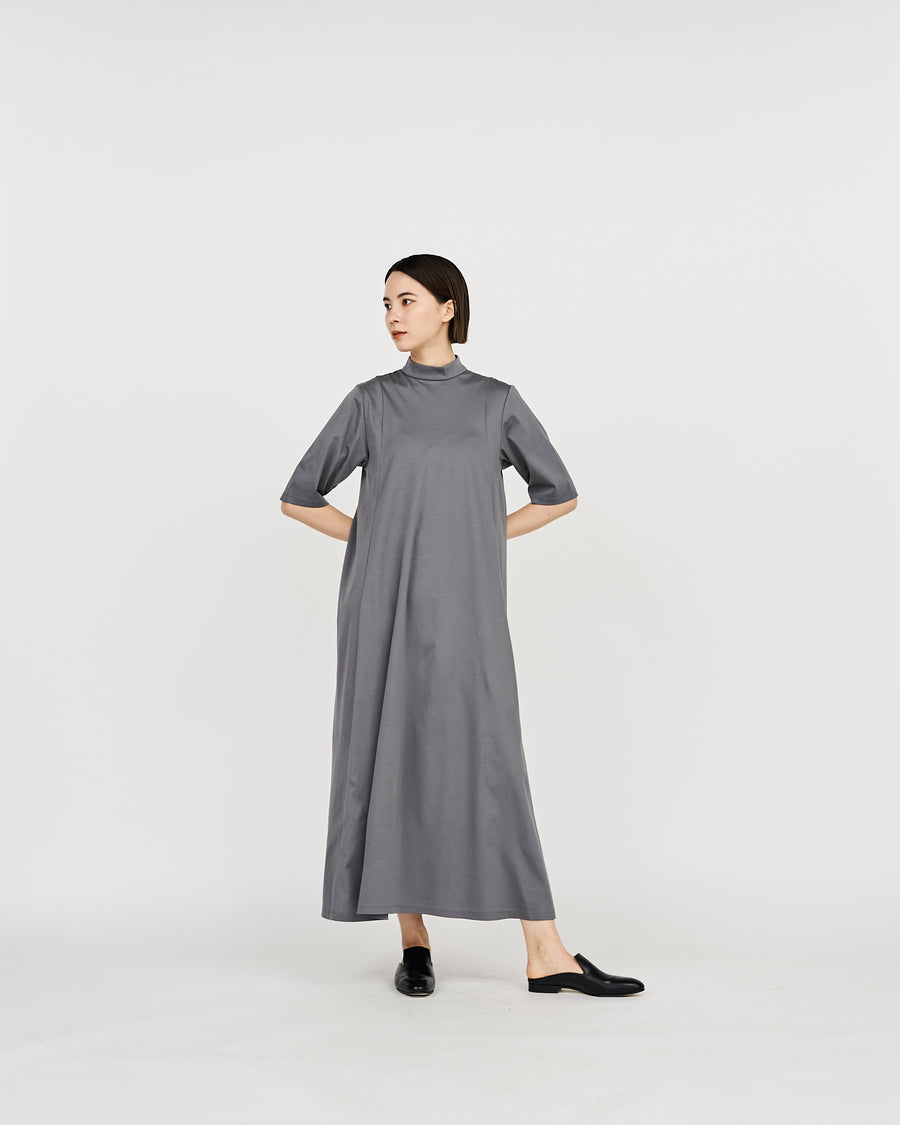 Fine Smooth Mock Neck Panel Line Dress