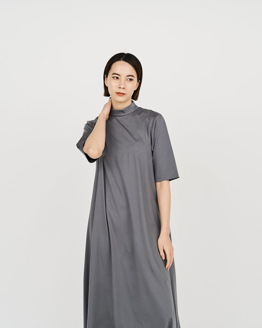 Fine Smooth Mock Neck Panel Line Dress