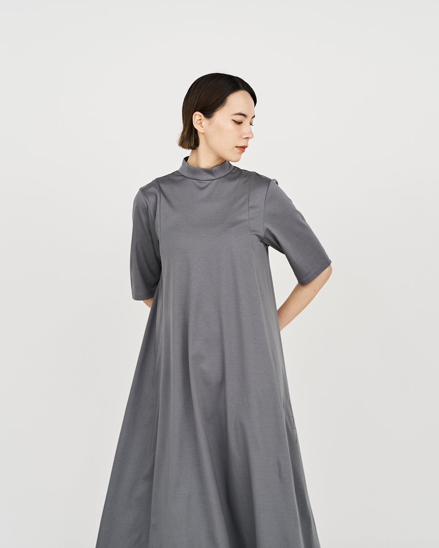 Fine Smooth Mock Neck Panel Line Dress