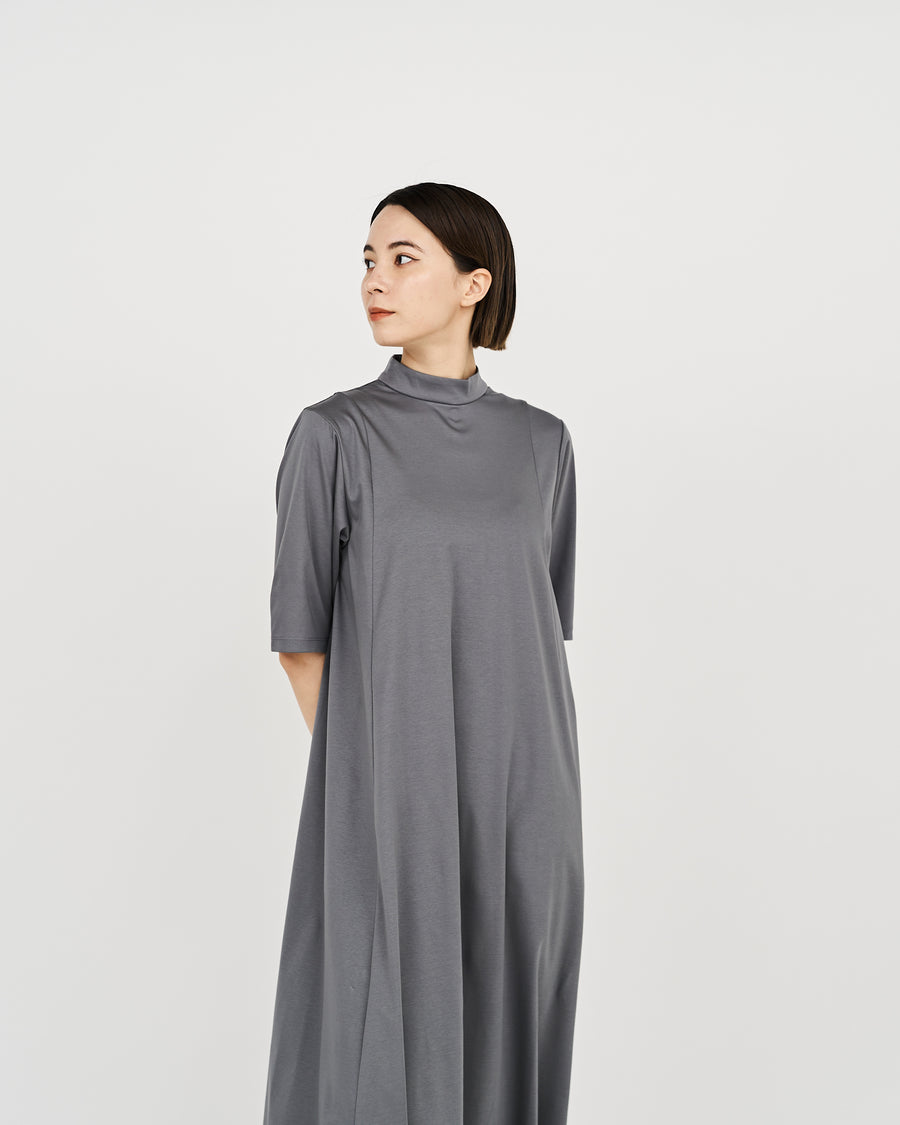 Fine Smooth Mock Neck Panel Line Dress