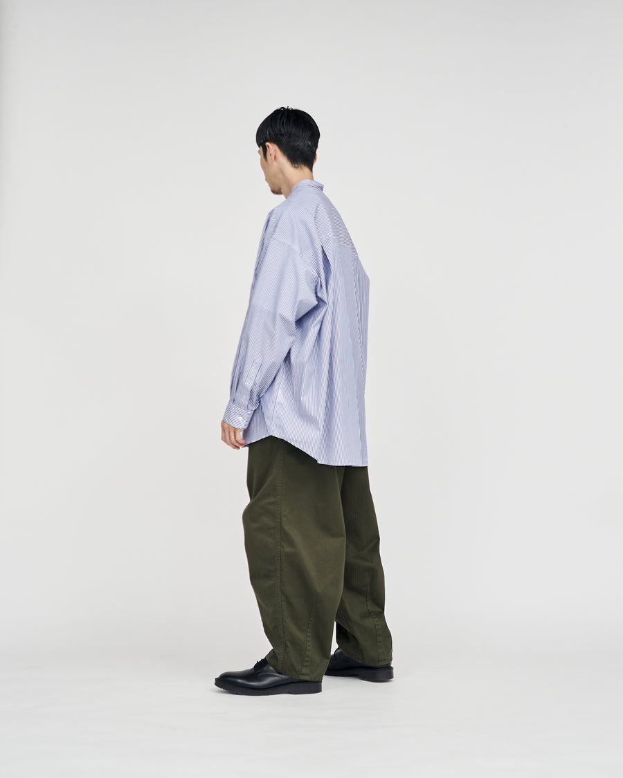 Broad L/S Oversized Band Collar Shirt