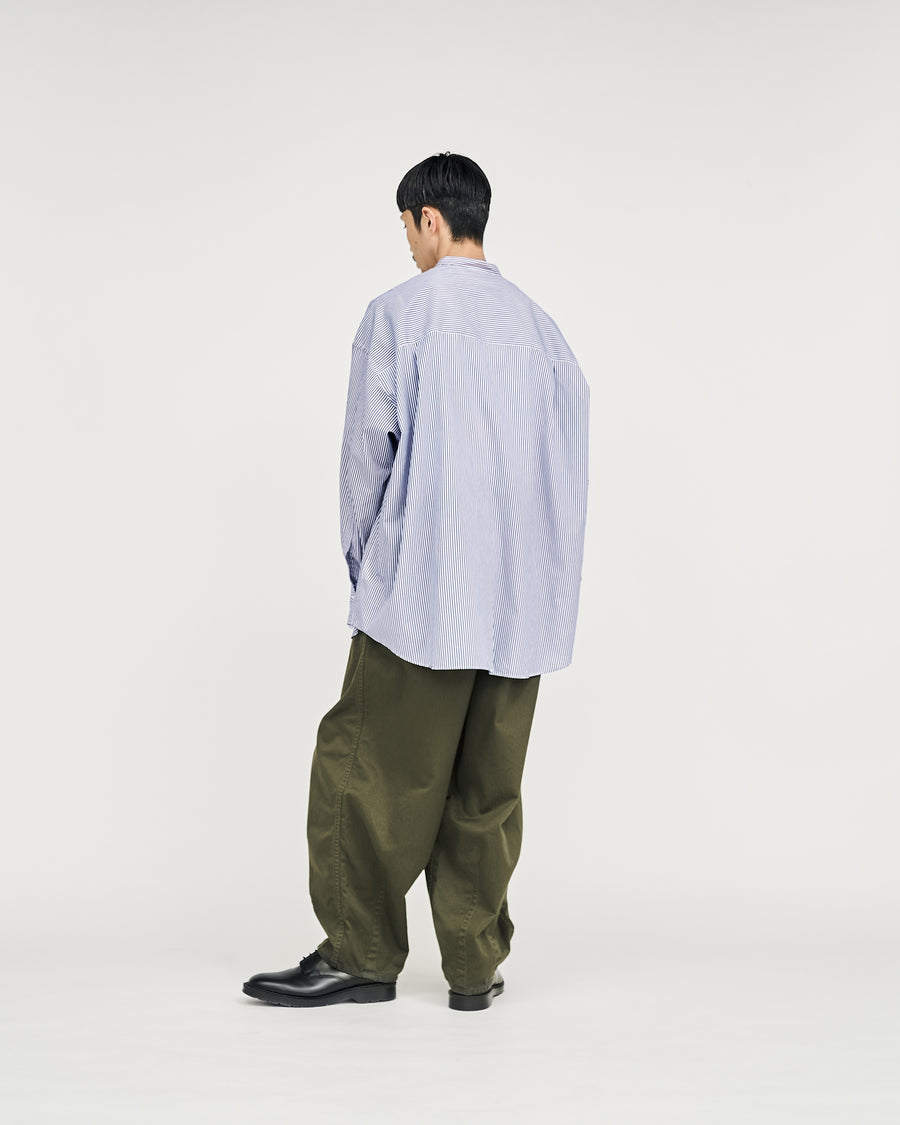 Broad L/S Oversized Band Collar Shirt