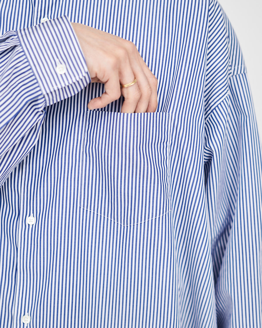 Broad L/S Oversized Band Collar Shirt