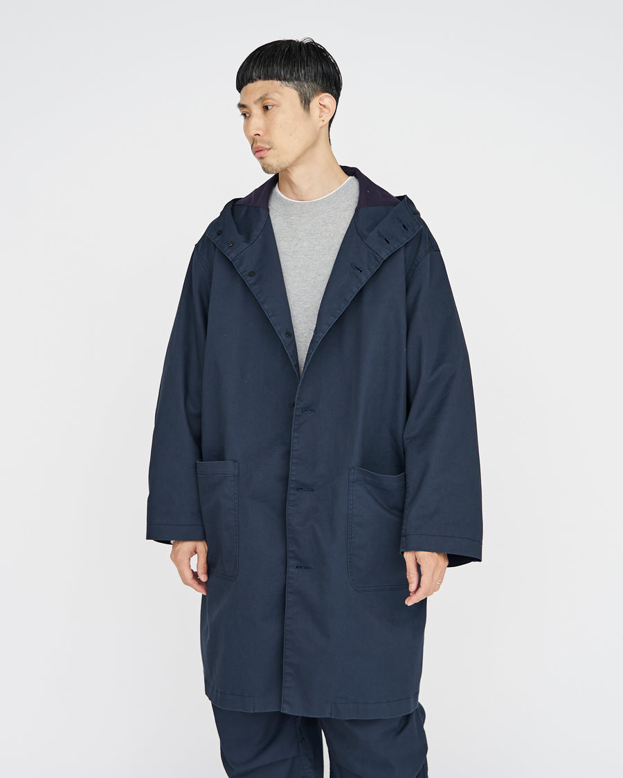 -SALE- Pigment Drill Oversized Hooded Coat