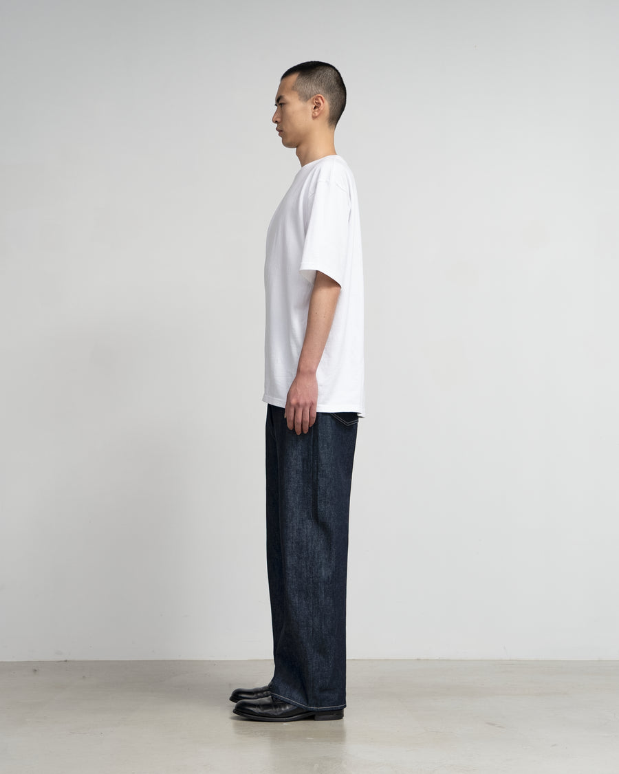 Selvage Denim Five Pocket Wide Straight Pants-RIGID-