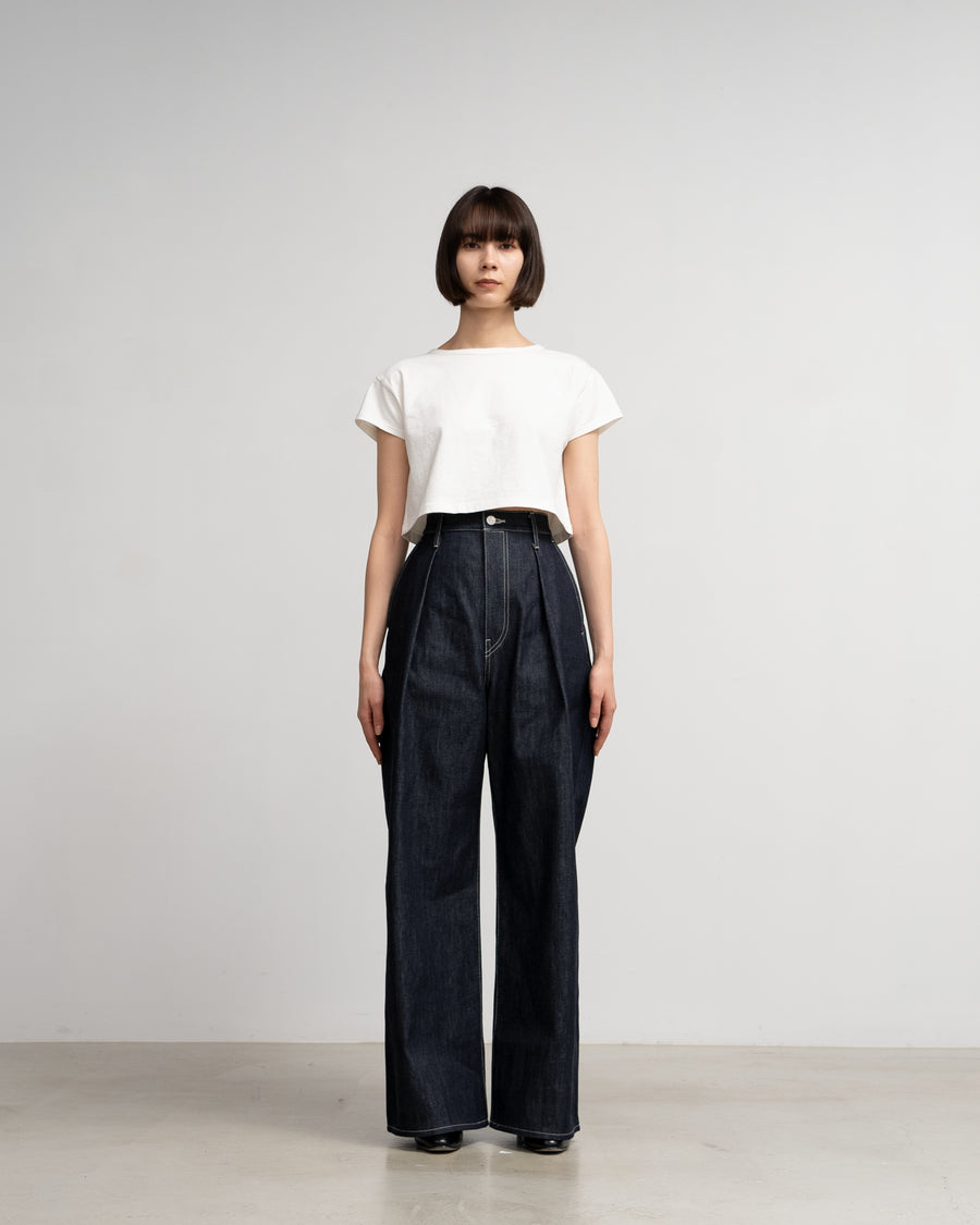 Selvage Denim Two Tuck Wide Pants-RIGID-