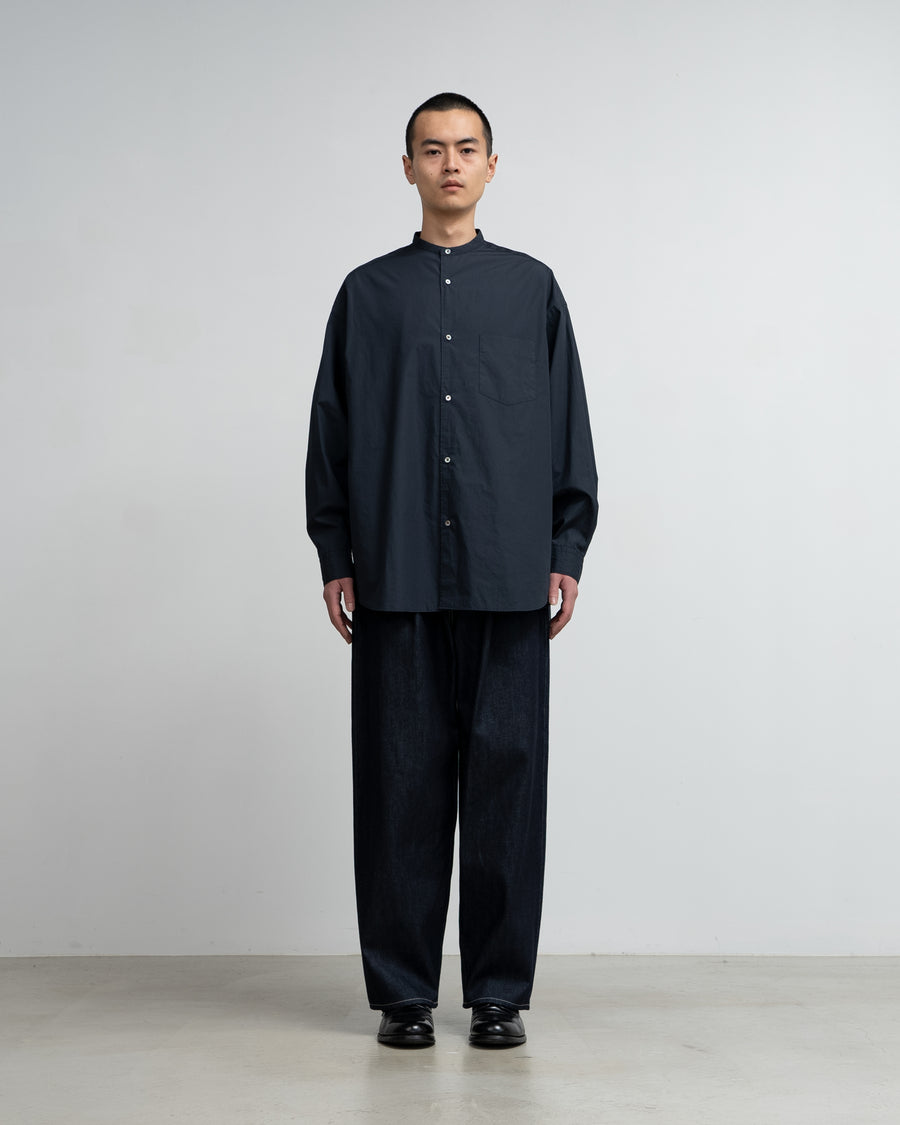 Broad L/S Oversized Band Collar Shirt