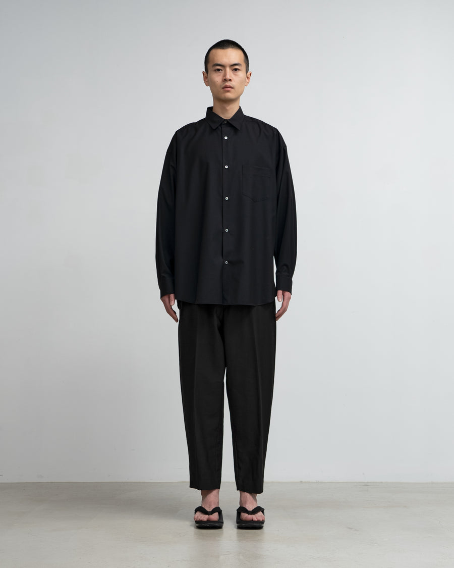 Fine Wool Tropical Oversized Regular Collar Shirt