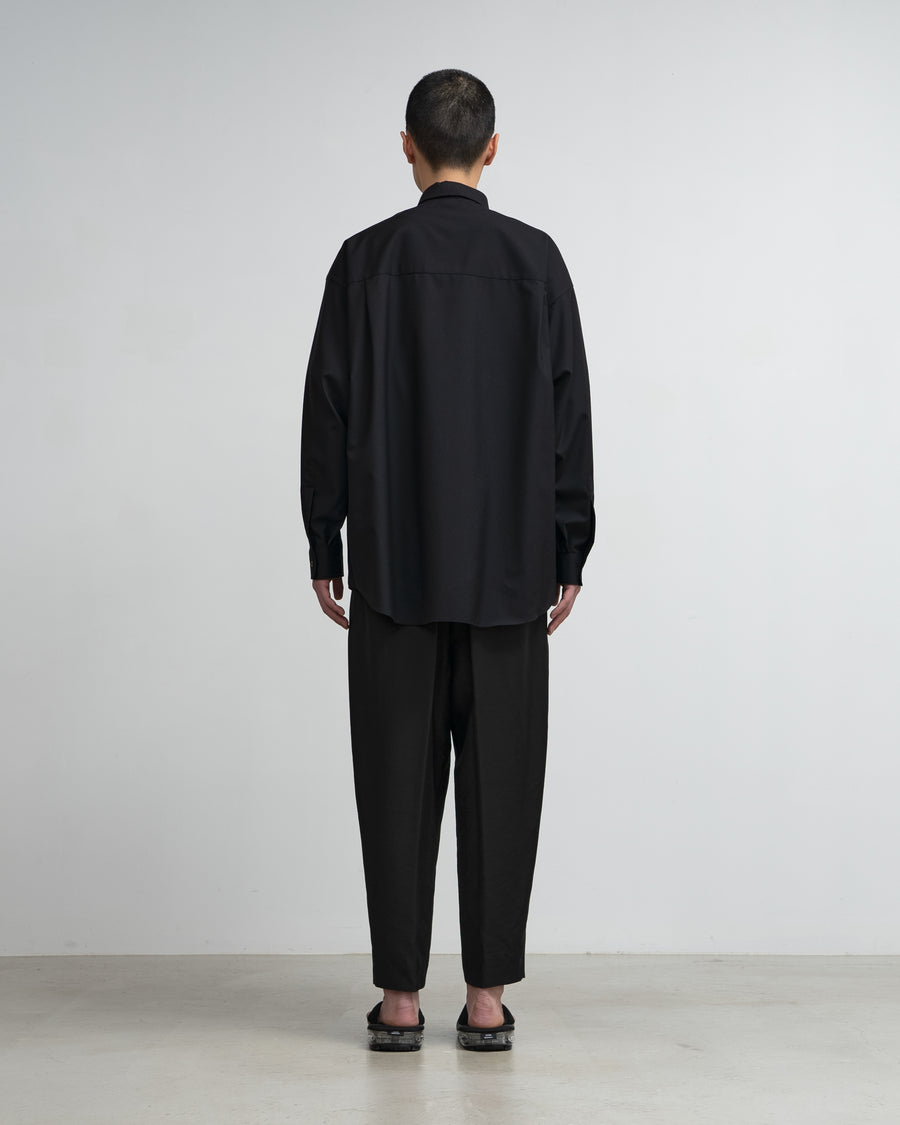 Fine Wool Tropical Oversized Regular Collar Shirt