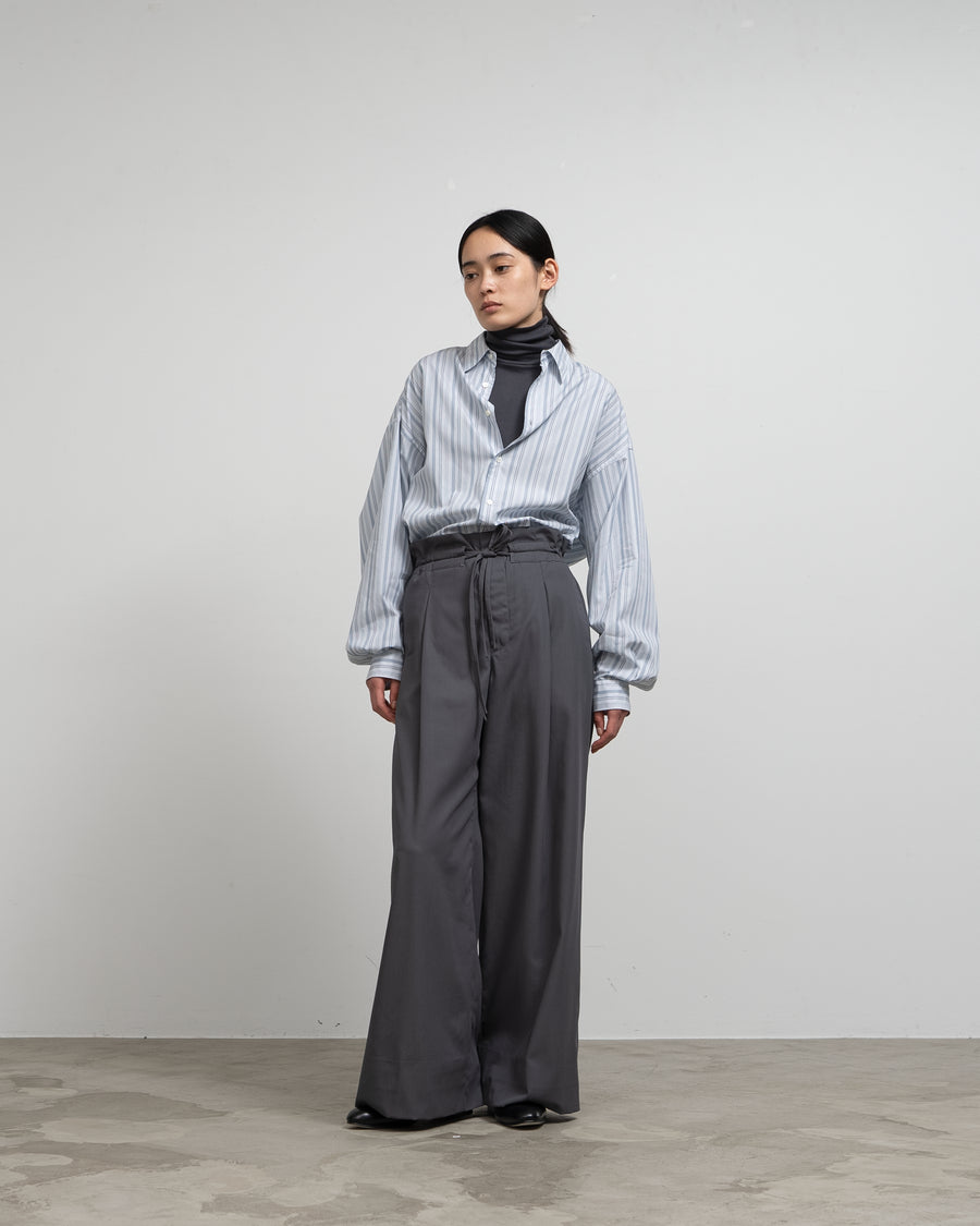 Wooly Cotton Twill Drawstring Wide Pants