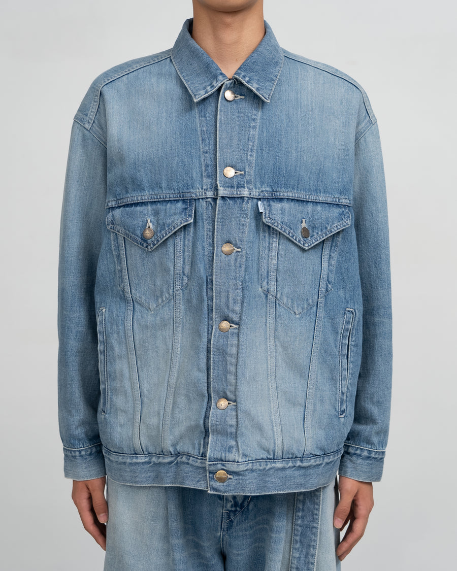 Selvage Denim Trucker Jacket-LIGHT FADE-