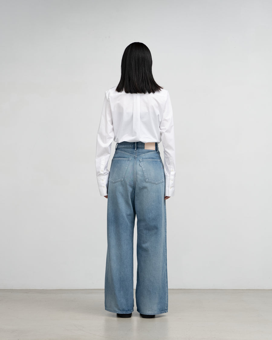 Selvage Denim Two Tuck Wide Pants-LIGHT FADE-