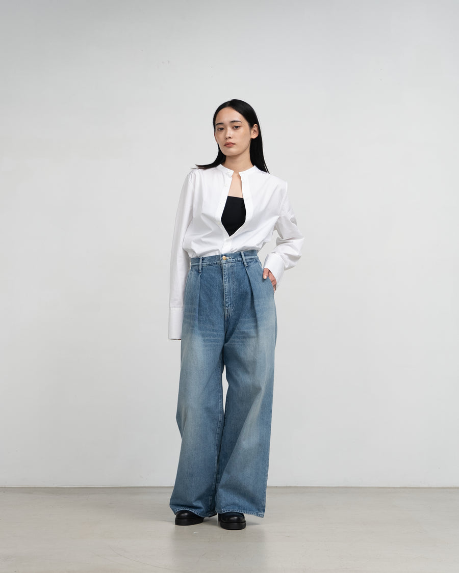 Selvage Denim Two Tuck Wide Pants-LIGHT FADE-