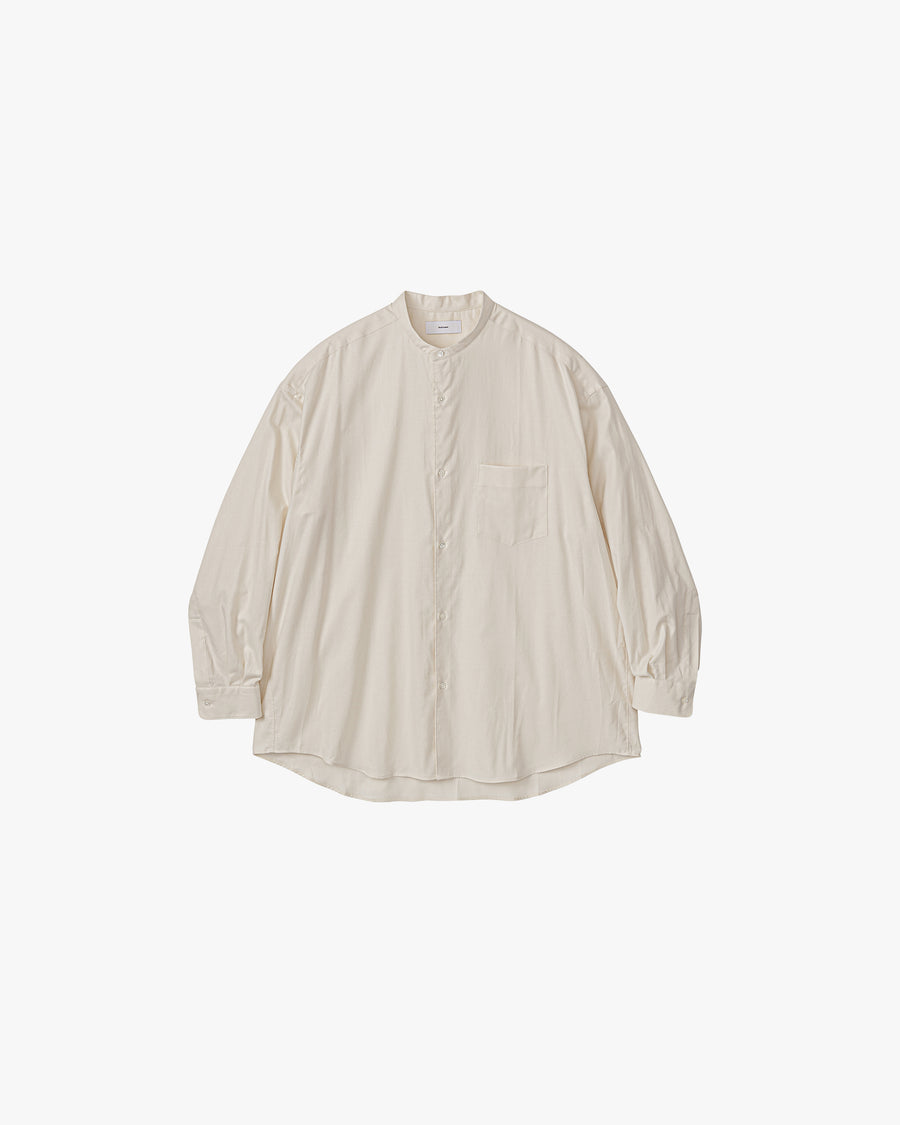 Cotton Cashmere L/S Oversized Band Collar Shirt