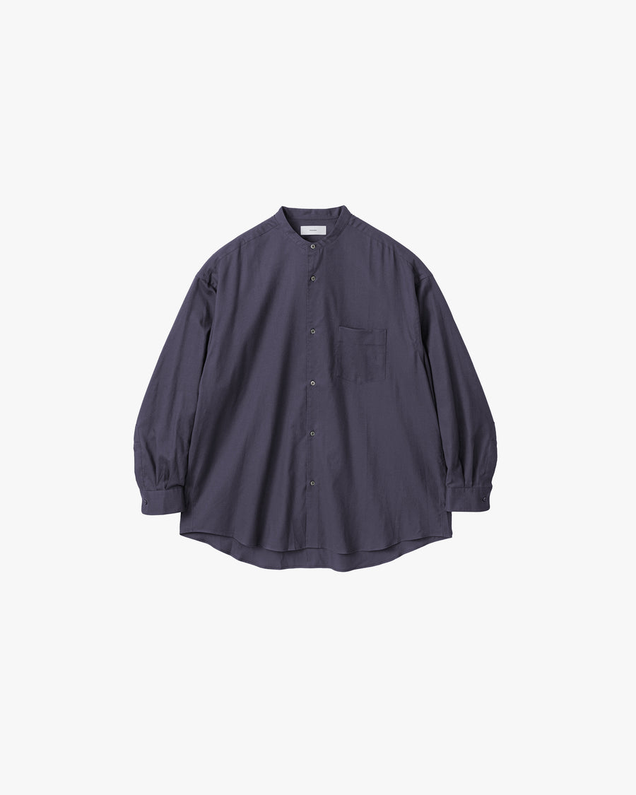 Cotton Cashmere L/S Oversized Band Collar Shirt