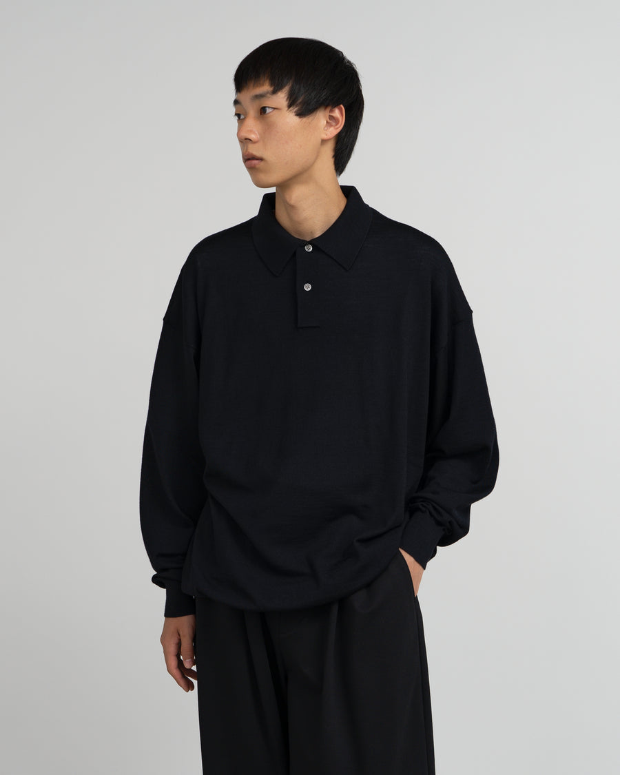 High Gauge Knit Oversized L/S Polo