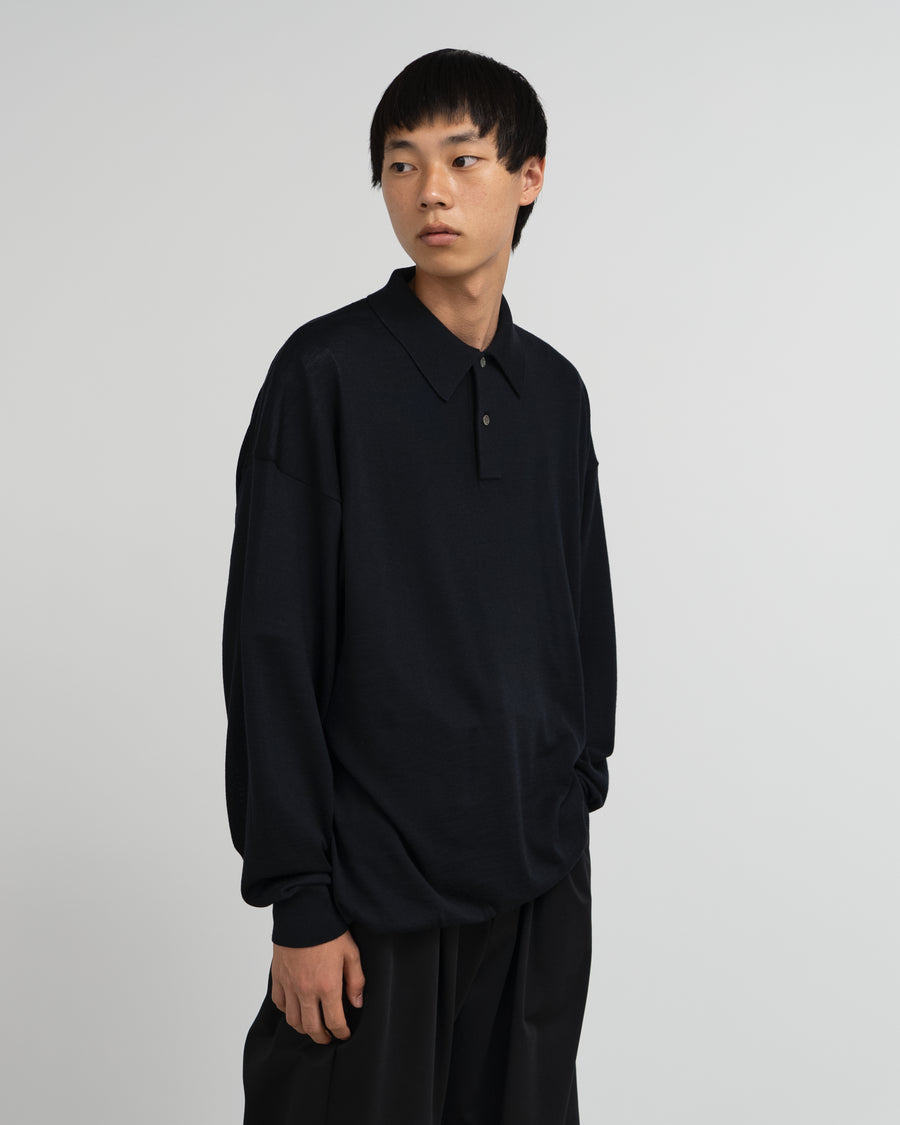 High Gauge Knit Oversized L/S Polo