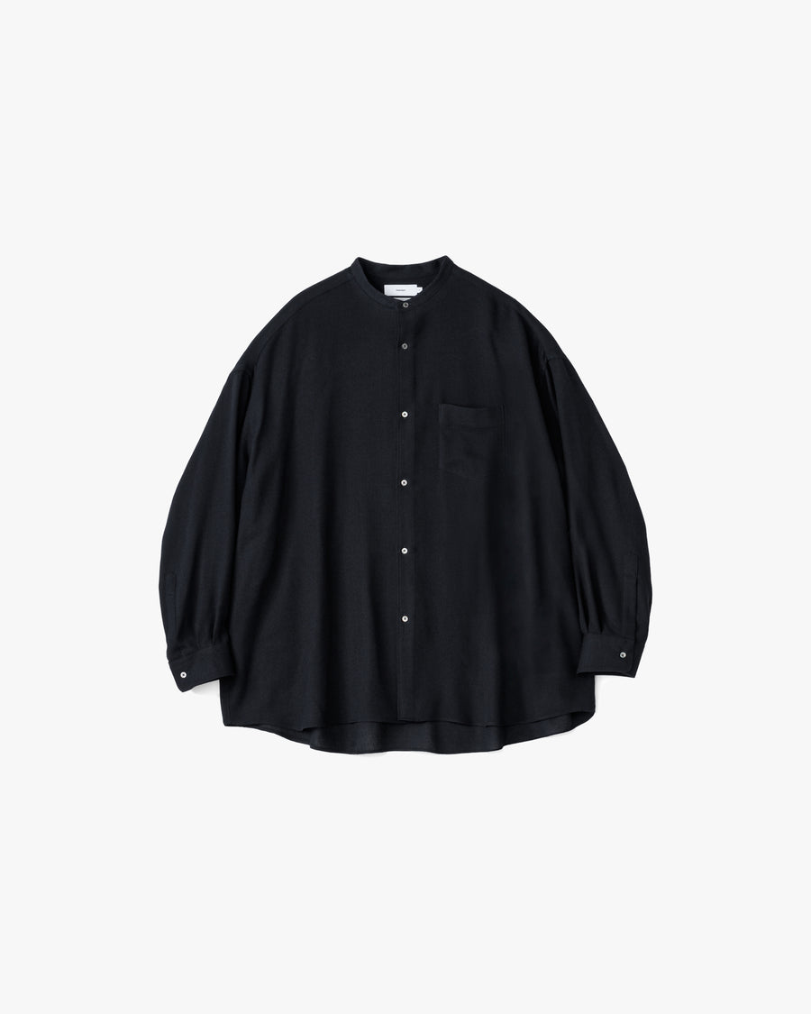 Viscose Wool Viyella Oversized Band Collar Shirts