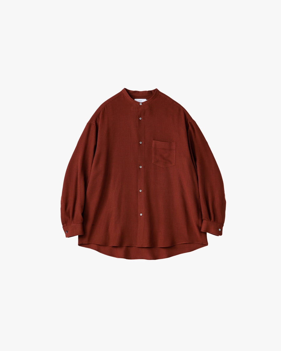 Viscose Wool Viyella Oversized Band Collar Shirts