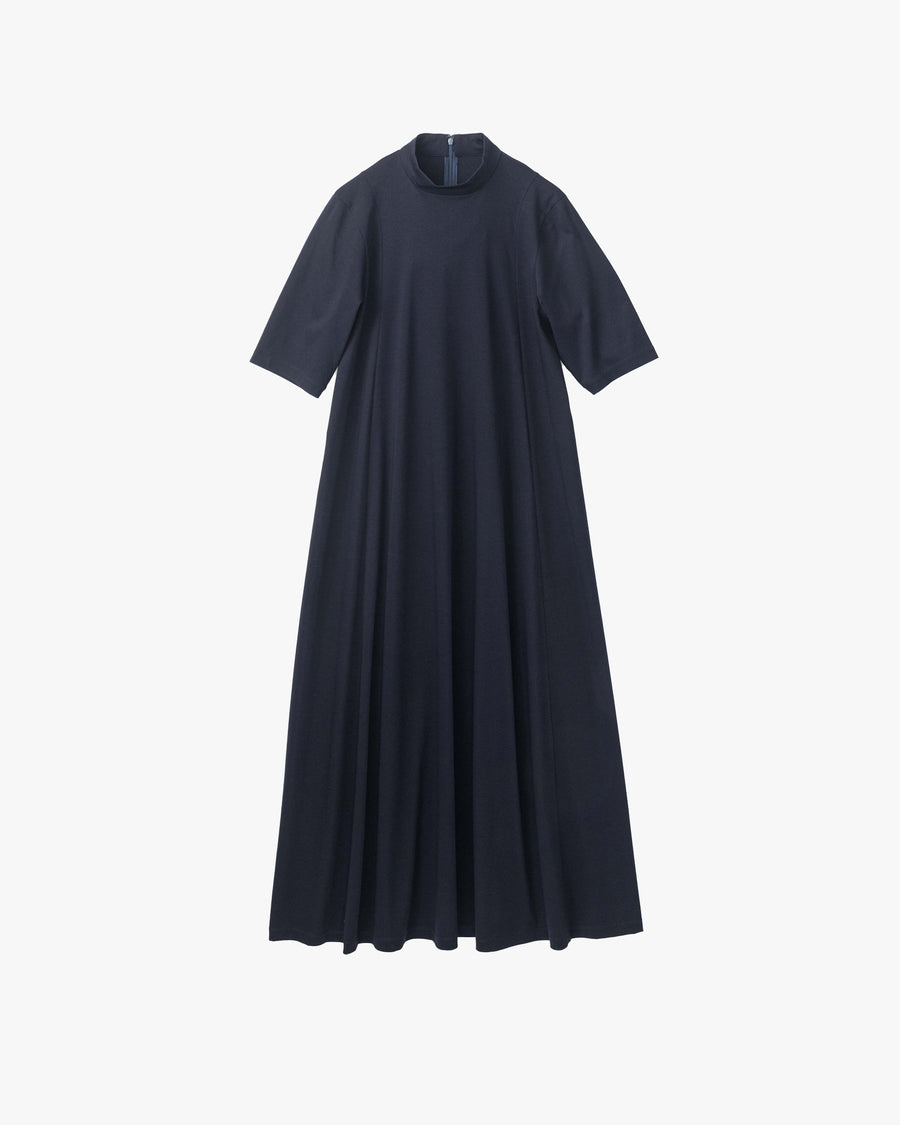 Fine Smooth Mock Neck Panel Line Dress